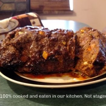 meatloaf with chorizo recipe served on a plate