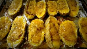 Ultimate twice baked potatoes hot out of the oven