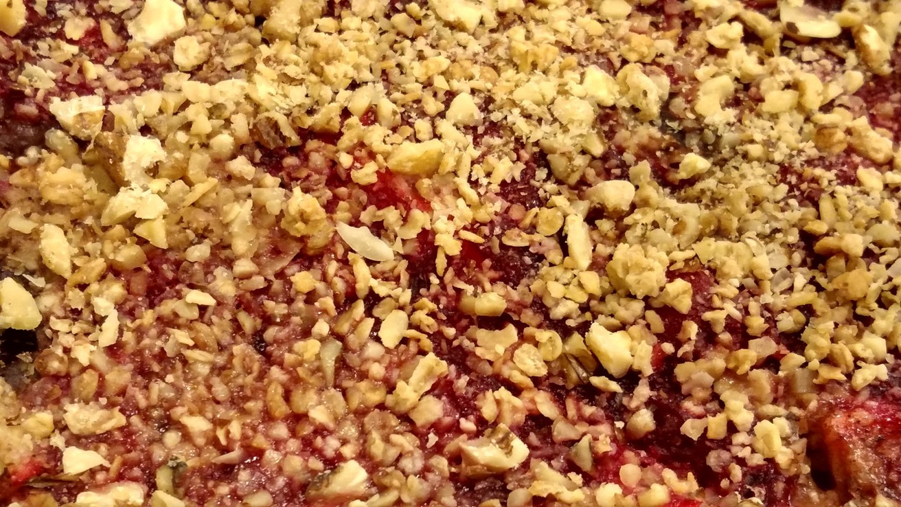 cranberry sauce with apples and walnuts closeup photo
