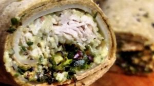Spinach tuna sandwich wraps closeup view